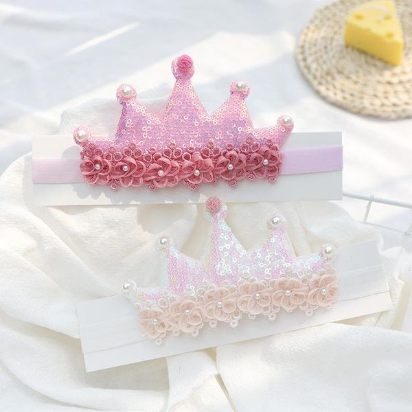 Acessórios de cabelo 10pcs Glitter Sequin Tiaras Soft Hairbands Pearl Floral Crown Tiaras Princess Headwear Moda Boutique