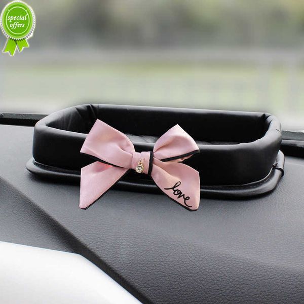 New Car Styling Bowknot Dashboard Storage Organizer Box PU Leather Auto Dash Center Phone Key Organizer Case Accessori interni