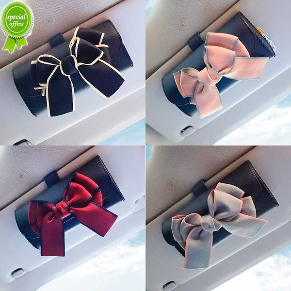 New Creative Cute Bowknot Scatola per occhiali per auto Custodia per occhiali da sole universale Custodia per custodia Custodia per parasole Organizer Accessori per interni auto