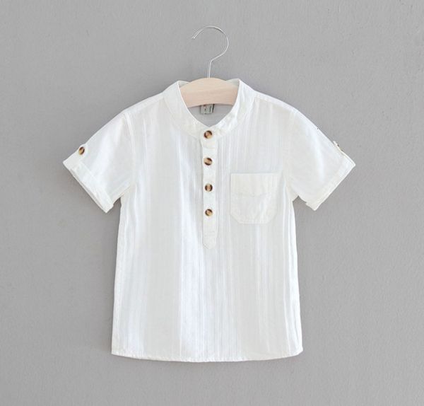 Camisas para crianças, camisas casuais para meninos, bebê, crianças, blusa de manga curta de algodão, para o verão, camisa branca para meninos, gola alta, tops bonitos 230531