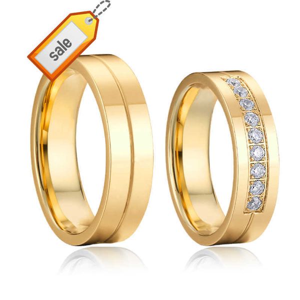 Lover's Alliance Hochzeitspaarringe für Männer und Frauen, individuelle Ringe aus 18 Karat vergoldetem Sterlingsilber und 316L-Edelstahl