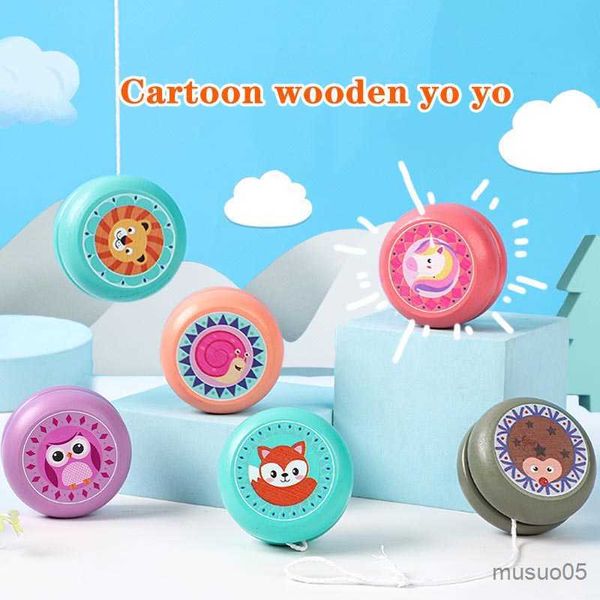 Yoyo dos desenhos animados de madeira bonito animal Yo-yo presente diversão novidade brinquedos nostálgicos Yo Toys Yoyo Professional Metal Yoyo