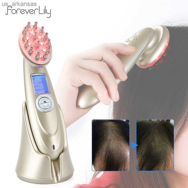 Pettine per la crescita dei capelli laser elettrico Massaggiatore a vibrazione a infrarossi EMS RF Cura dei capelli a microcorrente Trattamento per la perdita dei capelli Ricrescita dei capelli L230523