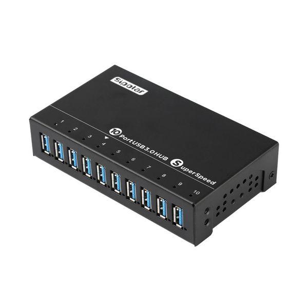 Hubs Sipolar Industrial 10 Porta USB 3.0 Dados e carregador Montável Hub USB robusto com parede para montagem Linhas de montagem Servidor de servidor rack