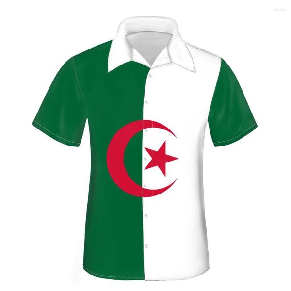 Camisas casuais masculinas Argélia Juventude Custom Made Nome Po Dza Islam Camisa Árabe Argélia Nação Árabe Bandeira País Colégio Estampado Logo Roupas