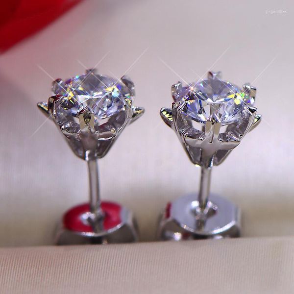 Серьги с грибами классический серебряный пасьянс для женщин сияет белый Cz Stone Inlay Fashion Jewelry Jewelry Wedding Part