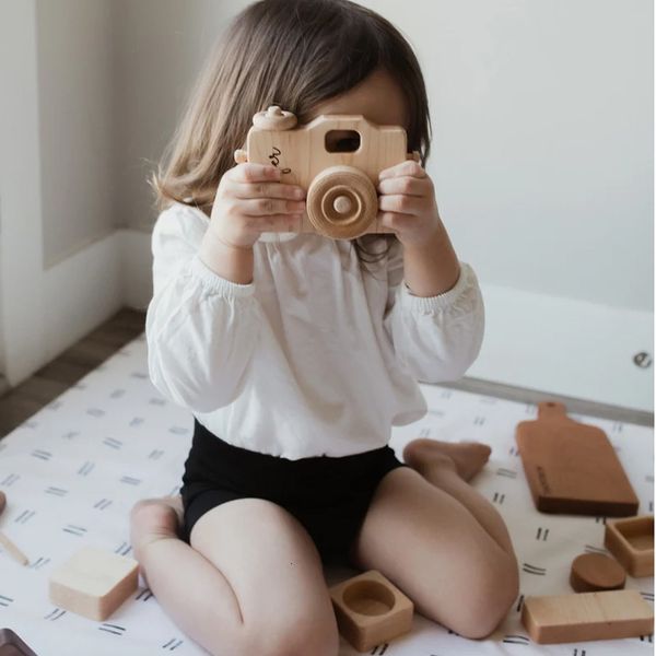 Spielzeugkameras, niedliche nordische hängende Kamera aus Holz, handgefertigtes Kinderspielzeug, Geburtstagsgeschenk, sicheres natürliches Spielzeug für Kinder 230601