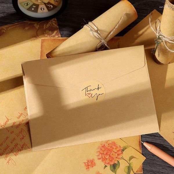 Biglietti d'auguri 1 confezione Vintage Kraft Busta Lettera Pad Set Fai da te San Valentino Amore Invito Buste Carta scritta a mano con corda
