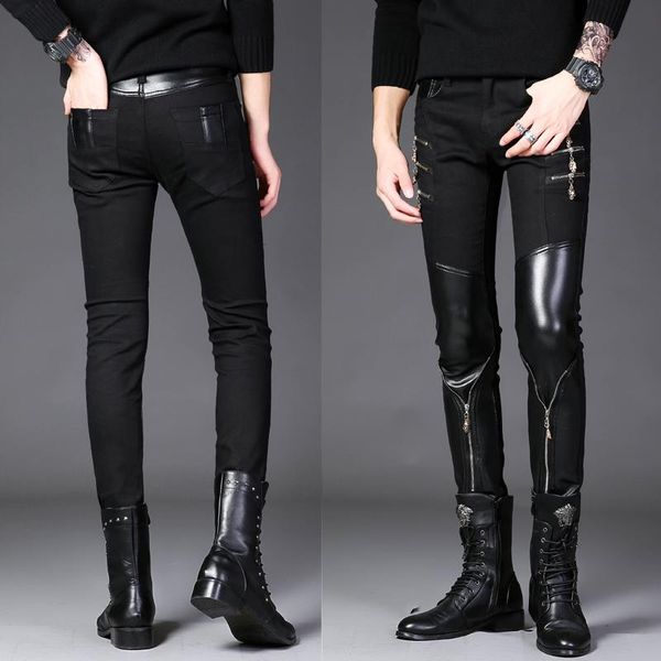 Джинсы Мужчины скинни джинсы брюки Осенние Slim Fit Corean Fashion Casual Высококачественные брюки на молнии хлопковые брюки.