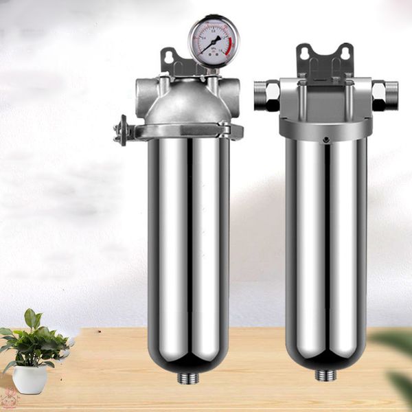 Pré-filtro doméstico de água de poço doméstico inteiro purificador de água 304 filtro de água de retrolavagem de alto fluxo de aço inoxidável