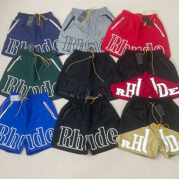 Designer maschile swimm rhude shorts pantaloni da spiaggia da uomo estate femmini rhude cortometraggi casual leatie più lunghezza del ginocchio pazzo sciolto hip hop pantaloni da nuoto spiaggia r