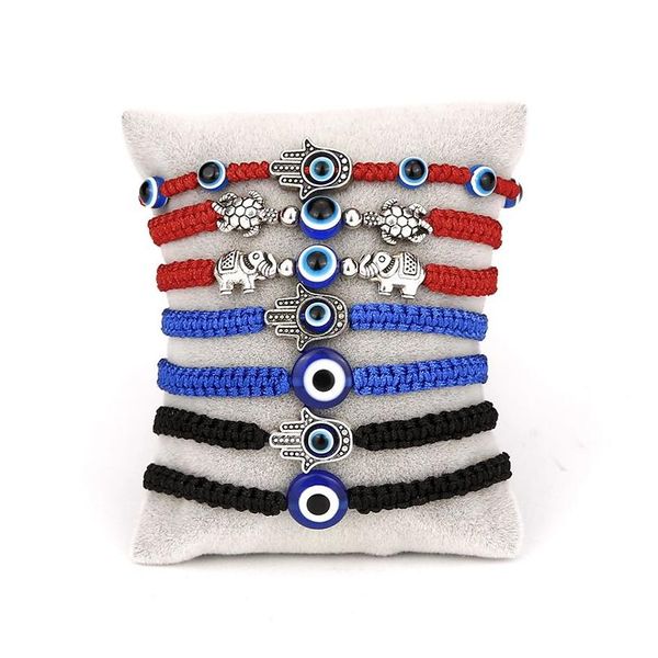 Charm Bracelets Blue Evil Eye Trançado Cadeias de Corda Para Mulheres Masculinas Tartaruga Elefante Hamsa Mão Corda Vermelha Pulseira Moda Jóias Drop Del Dhvbl