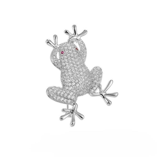 Pin Spille WEIMANJINGDIAN nuovissimo arrivo di alta qualità rodiato argento zircone cristallo pavimentazione albero rana spilla decorazione gioielli G230529