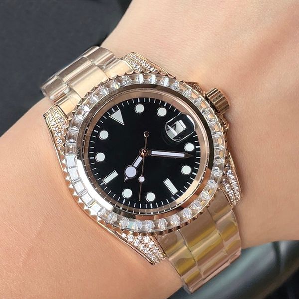 Diamond Watch Mens Watches Datum Roségold Armbanduhr Automatische Bewegung wasserdicht 40 mm Edelstahlband Mode Noctilucent Armbanduhr