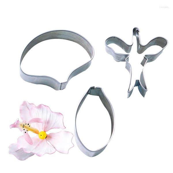 Pişirme Kalıplar Paslanmaz Çelik Kelebek Orchid Çiçek Kek Kesici Dilimleyici Seti Düğün Partisi Fondan Şeker Dekorasyon Araçları 3 PCS