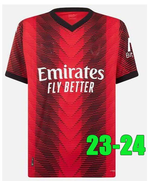 23-24 Quarto PULISIC RAFA LEAO maglie da calcio IBRAHIMOVIC GIROUD 2023 2024 THEO TONALI ROMAGNOLI S.Castillejo BRAHIM KOCHE AC S 4Th Uomo Bambini Kit Maglia da calcio 358