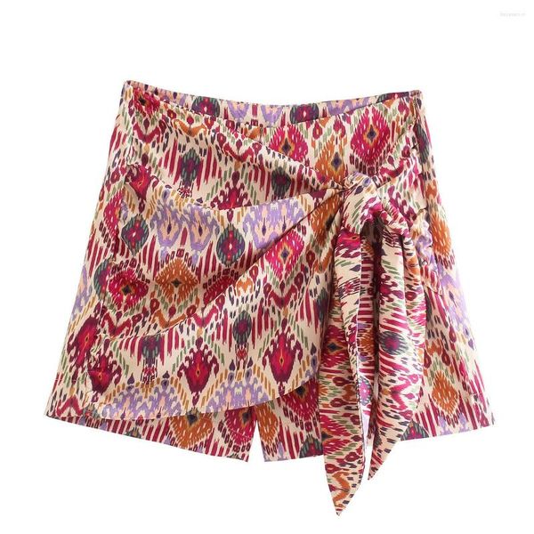 Shorts femminile 2023 Summer Fashion Vintage Vintage Multi Color Stripe Skirt pantaloni con cerniera Zipper Casual e unica Femmina Short