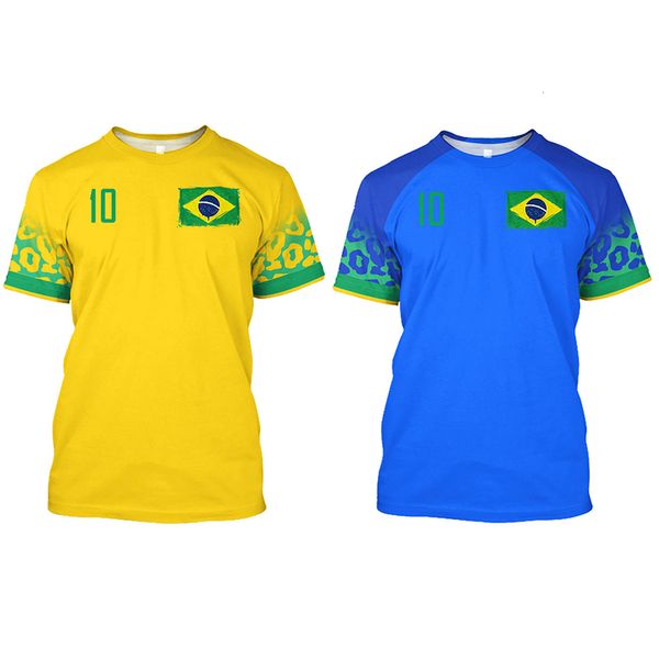 T-shirt da uomo Just Brazil Maglia da calcio T-shirt grafica Bandiera Calcio T-shirt stampata Maglia gialla blu Felpa Costume Team Shirt 230601