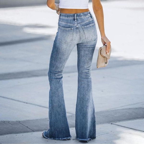 Jeans da donna Pantaloni cargo da donna Vita alta Distressed Casual da donna Flare Rise Skinny Pantalones De Mujer Baggy