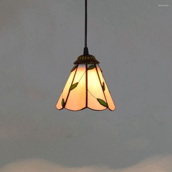 Люстры Tiffany Chandelier Bar Bar Small Vintage Light Leaf Art Стеклянная лампа