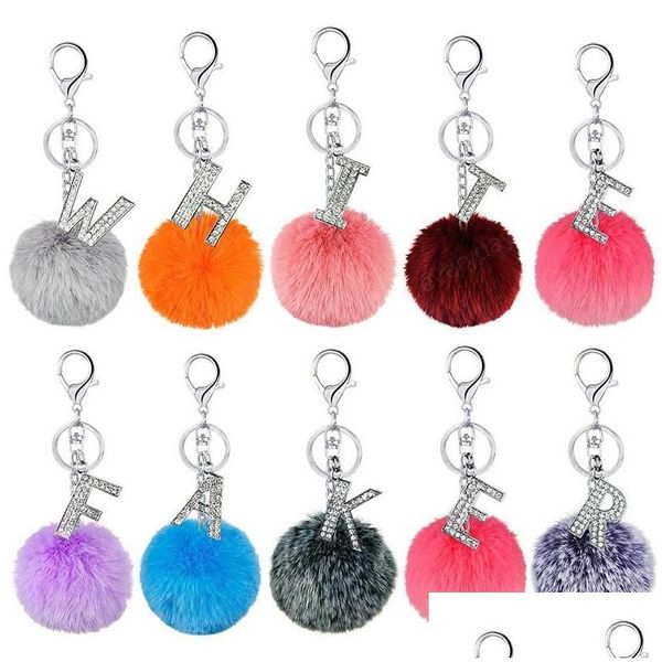 Chaveiro Fofo Mticolor Pompom Faux Coelho Fur Bola Chaveiros Cristal Titular Cartas Moda Joias Bolsa Acessórios Presente Drop Deliv Dhmkd