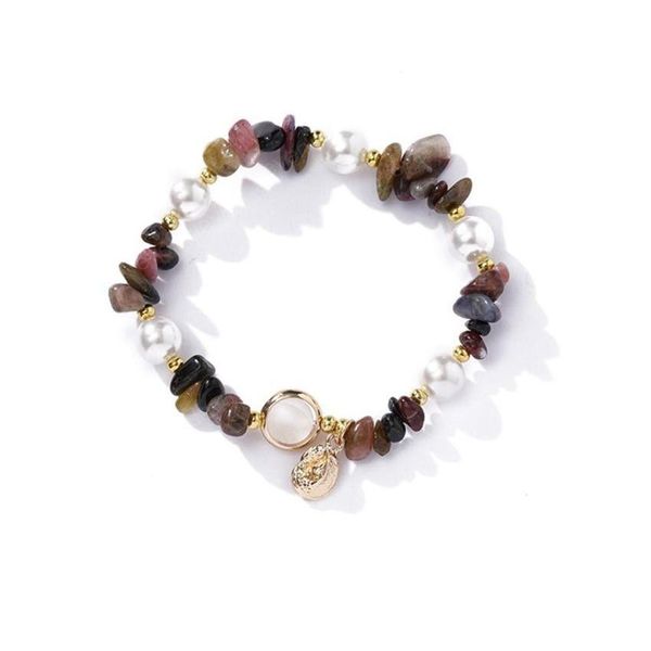 Atacado com miçangas na moda banhado a ouro em forma de irregar quartzo rosa pulseira elo corrente verde aventurina joias drop delivery pulseiras Dhrfu