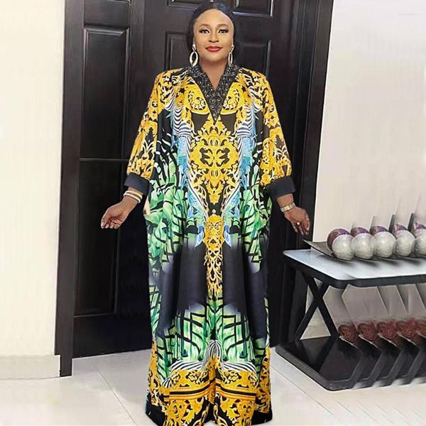 Roupas étnicas Dashiki African Print Dresses For Women 2023 Summer Fashion Muslim Kaftan Chiffon Maxi Vestido Longo Plus Size África