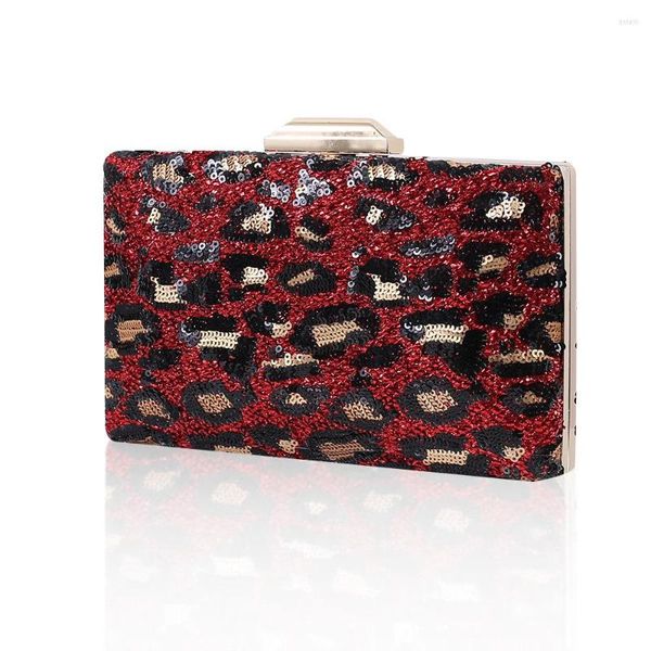 Abendtaschen Burgunderrote Tasche Leopardenmuster Designer Luxushandtaschen Pailletten Schulter Tendance2023 Damen Clutch Geldbörse Hochzeit Umhängetasche