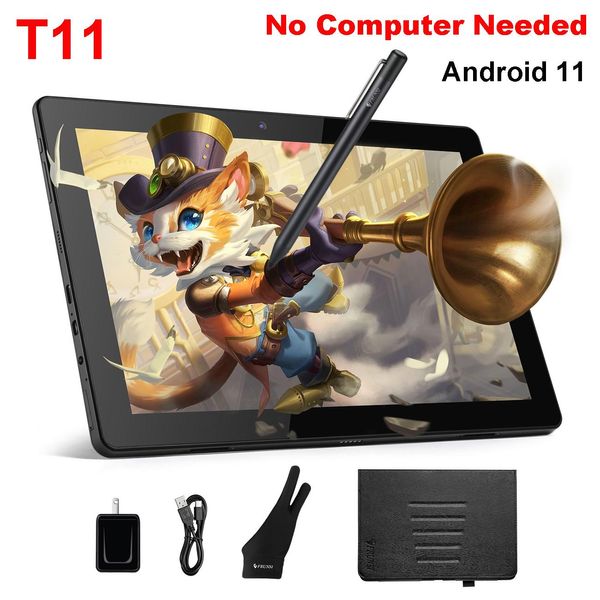 Tablets Praquista de tablets de desenho independente com tela sem computador Android 11 de 10 polegadas IPS HD Monitor Display Wi -Fi para designer de artistas