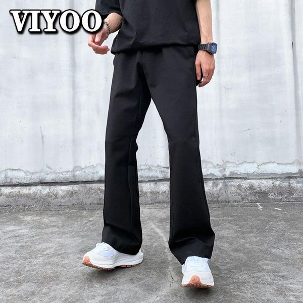 Calças masculinas preto baggy flares queimado calças de jogging homem y2k streetwear calças de perna larga para homens sweatpants coreano