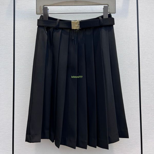 Юбки дизайнерские женщины A-Line с буквами, вывеской, ремень, девочка, женщина, новая винтажная марка милана, бренд высокого класса высококлассные платья с длинными плиссированными платьями до колена PCBJ