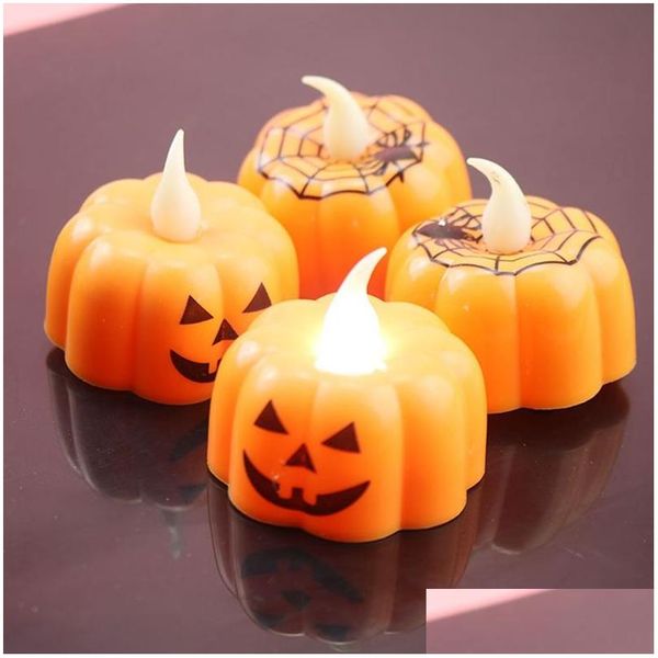 Candele Zucca Candela elettrica A lume di candela Decorazione per feste di Halloween Mini Lanterna Bianco caldo Casa Dbc Vt0546 Drop Delivery Garden Dh9Fo