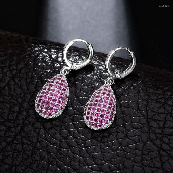 Orecchini pendenti IDESTINY 11.11 Saldi Zirconia goccia micro pavimentata con minuscola pietra CZ rossa per le donne Regalo di gioielli per feste di anniversario