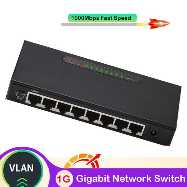 Controle smart switch vlan 8port gigabit switch gigabit vlan hub switcher splitter internet splitter rápido 1000m 1g switch Ethernet rj45