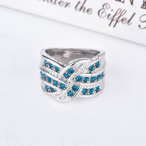 Cluster Rings Blue Zircon Gemstone Crystal Natural Designer Women Ring Adjustable Gifts Jewelry 925 Silver Fashion Real Amulets Stone