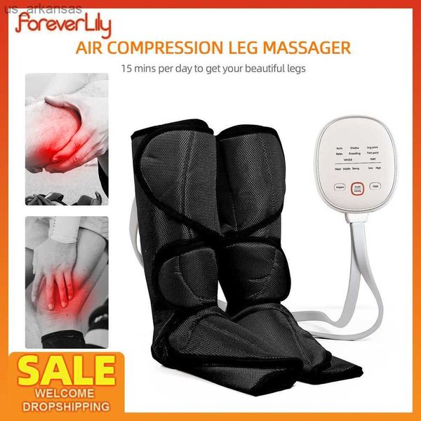 Massaggiatore professionale per gambe a compressione d'aria Impacco caldo Gambe Macchina per massaggio ai piedi Pressoterapia Rilassa la circolazione sanguigna muscolare L230523