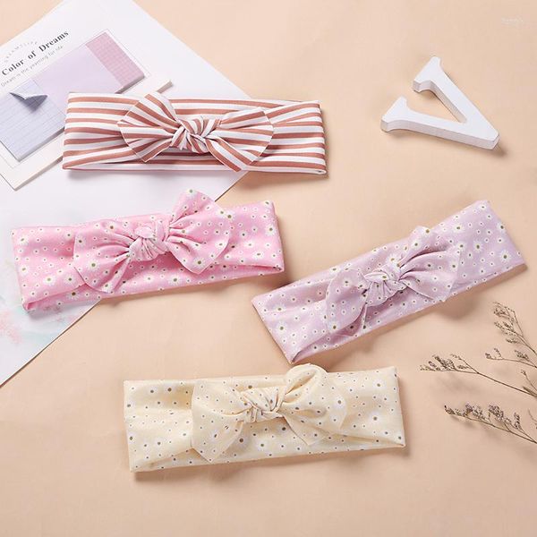 Saç Aksesuarları 20 PC/Lot 15 cm Çiçek Baskıları Yay Head Band Bebek Knotbow Kafa Sarar Pamuk Kumaş Elastik Bantlar DIY