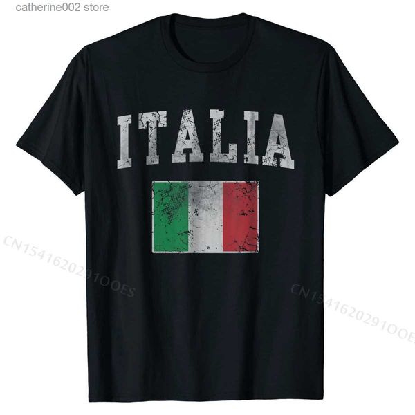 Herren T-Shirts Vintage Italia Italienische Flagge Italien T-Shirt Lässige Baumwolle Herren Tops Shirts Fitness Enge Designer Top T-Shirts T230601