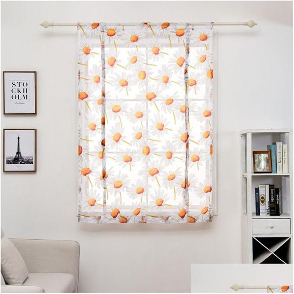 Vorhang Mti-Größen Wohnzimmer TLE Moderne Schattierungen Blumenbedruckte kurze transparente Vorhänge Fenster Drape Volant Home Decor Vt0899 Drop Deli Dhmew