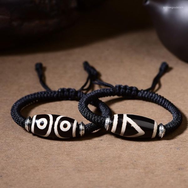 Braccialetti con ciondoli Collana di perle di ceramica Marea da uomo Nero Bianco Contrasto di colore Stile etnico Intrecciato a mano Personalità abbinata