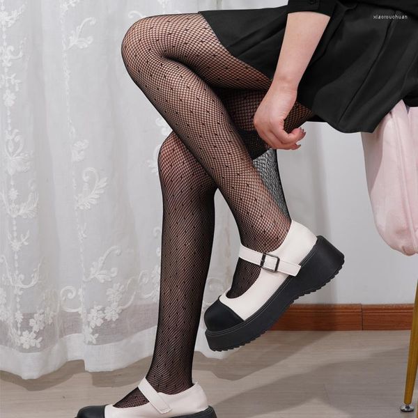 Kadın Çoraplar Naylon Polka Nokta Baskı Taytları Külotlu çorap Siyah Mesh Fishnet Çorapları Seksi Kadın Çorap Lolita G Gotik Giysiler