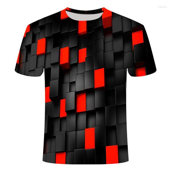 Camisetas masculinas 2023 moda verão camiseta masculina estampada em 3D camiseta masculina/feminina de lazer legal xadrez diamante tamanho asiático