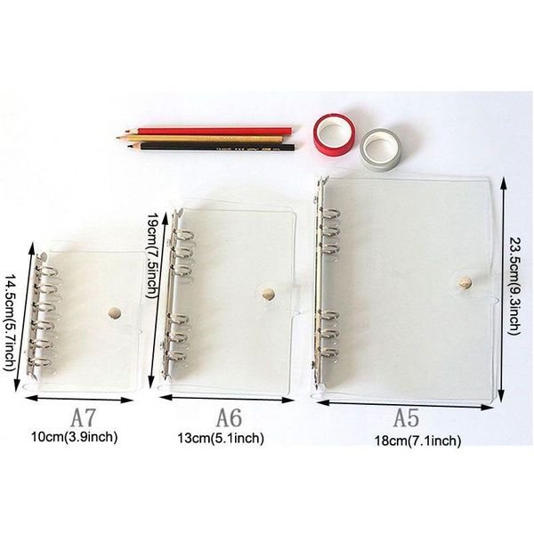 Книжная обложка PVC Looseleaf Notebbook Shell 6hole Transparent Блокнот A5/A6/A7 Ручная бухгалтер