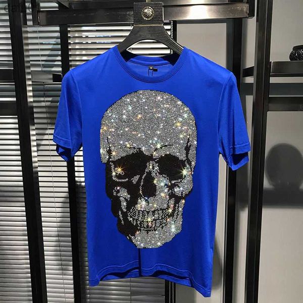 T-Shirt da uomo Design oversize Felpa con strass caldo Trend Felpa in puro cotone assorbente dal sudore 100% Moda manica corta L230520