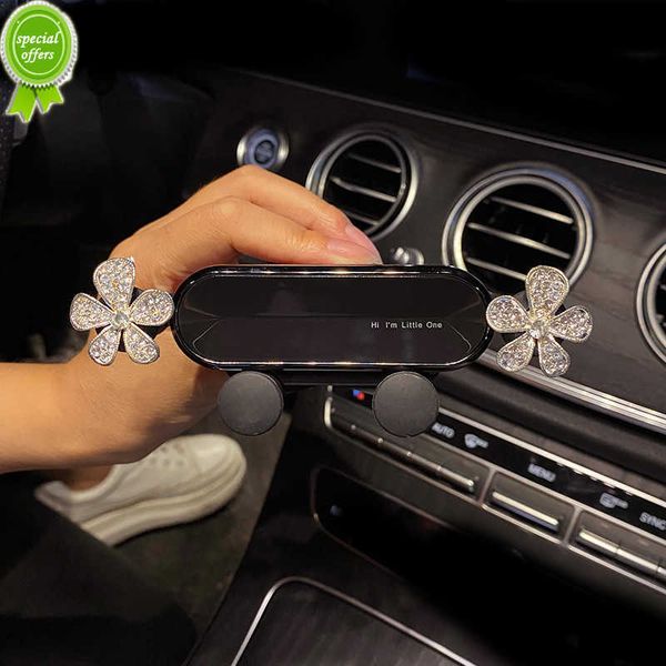 Новый универсальный держатель автомобильного телефона Cartoon Diamond Flowers Gravity Cracket Car Air Clip Clip Mount Moble Phone Держатель GPS Stand в машине