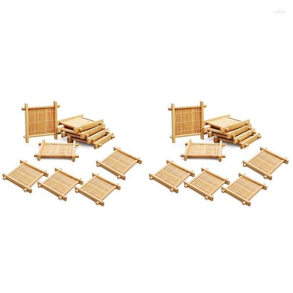 Esteiras de mesa pacote com 20 porta-copos de bambu xícaras de café pires xícara de chá quadrado tapete para jogos americanos Kungfu