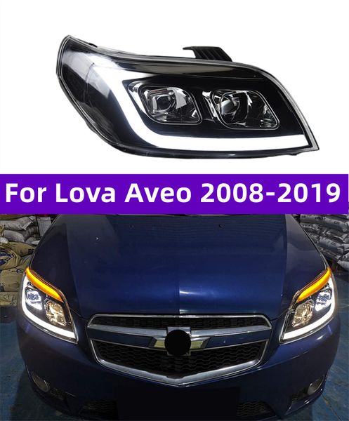 Auto Lichter Für Lova Aveo 2008-20 19 LED Auto Scheinwerfer Montage Upgrade Bicofal Objektiv Dynamische Signal Lampe