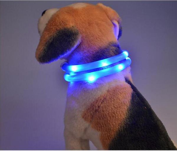 Coleiras Frete Grátis Recarregável USB À Prova D 'Água LED Piscando Faixa de Luz de Segurança Coleira de Cão de Estimação LEVOU Pet leva Para Cão Gato