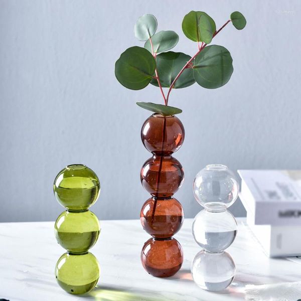 Vasen, Blumenvase für Heimdekoration, Glas, dekoratives Terrarium, Flasche, Tischdekoration, handgefertigt, nordisch