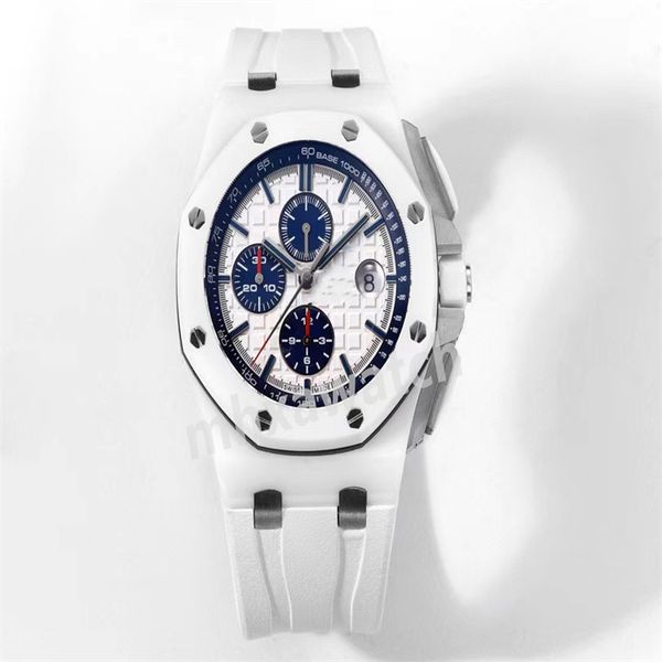 A fábrica TC produz relógio masculino 3126 movimento de cronometragem caixa de cerâmica pulseira de borracha vidro de safira fivela dobrável